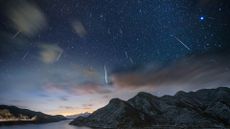 A time-lapse image of a meteor shower over China.
