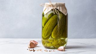 Fermented pickles in a jar