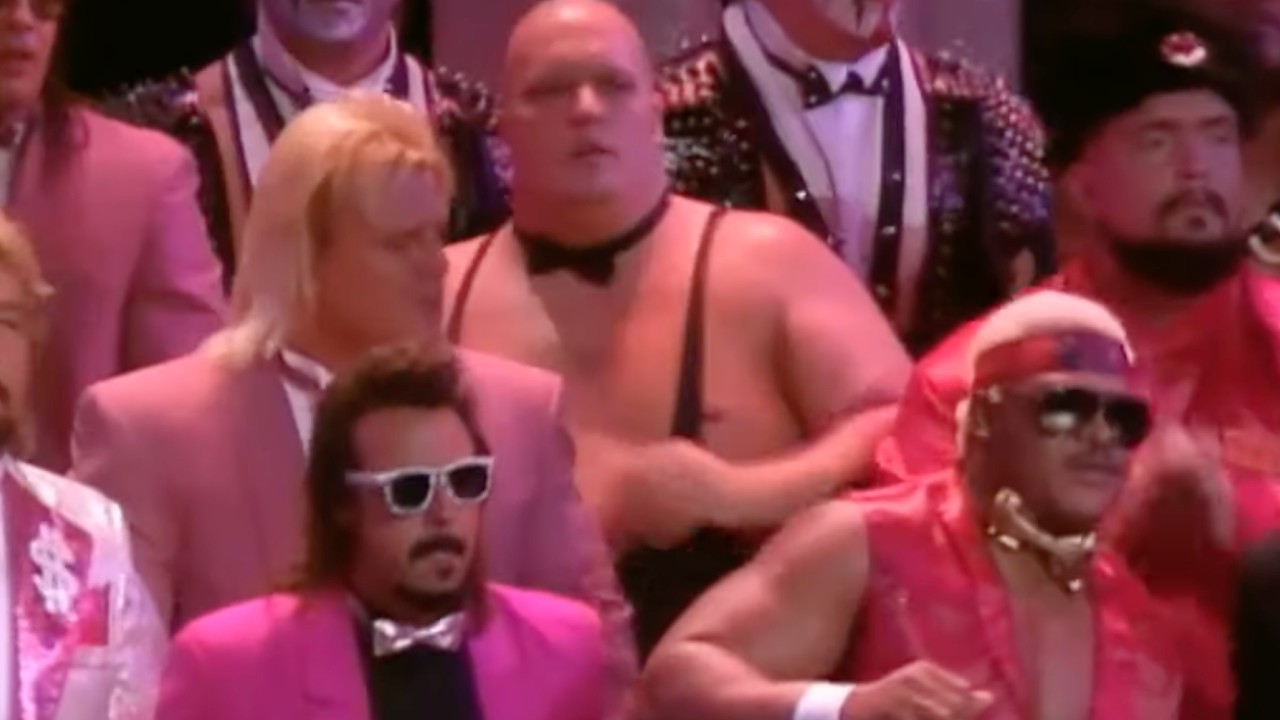 Wrestlers performing at the WWE Slammy Awards in 1987