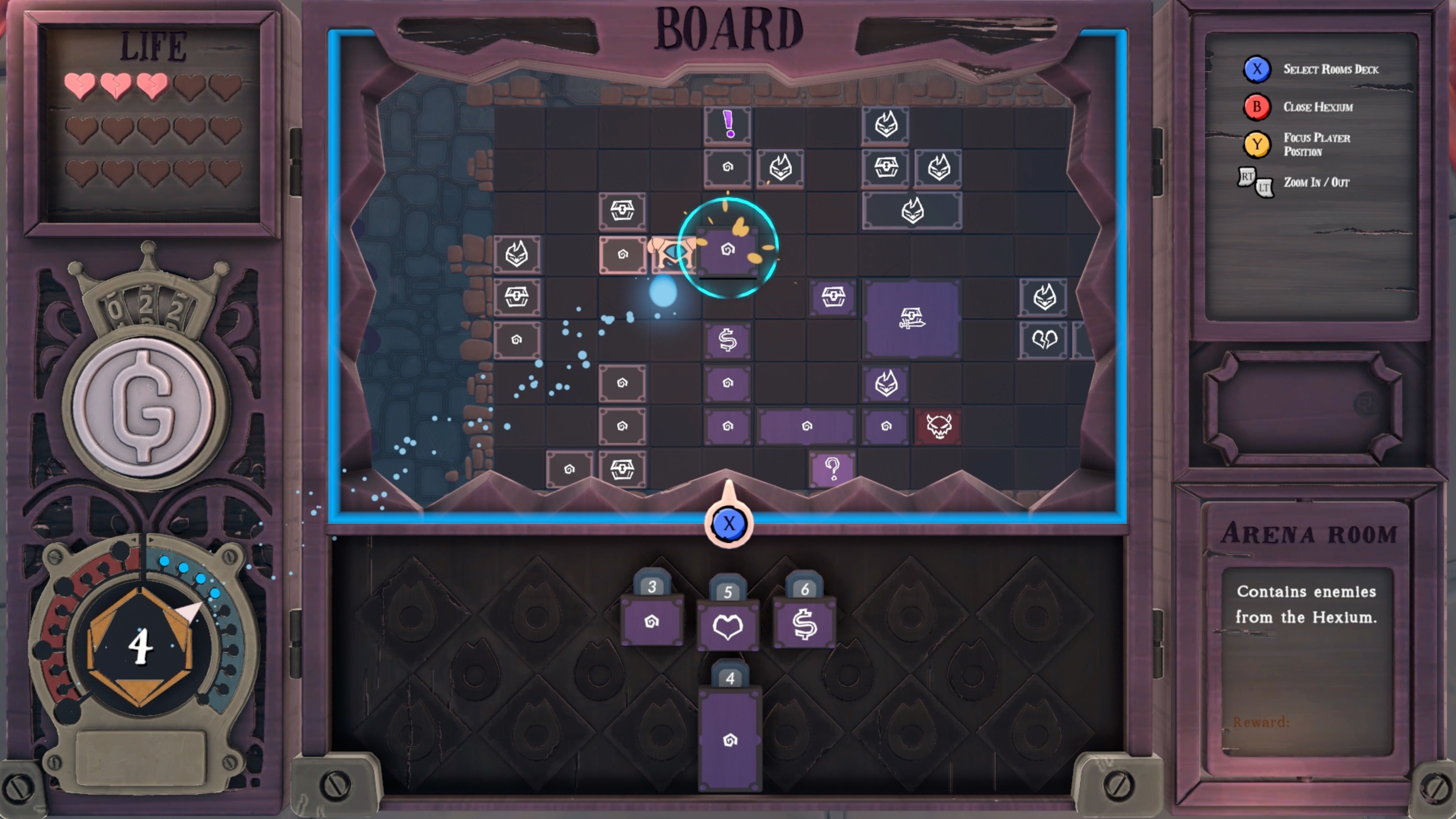Cryptical Path - A grid board interface showing a path of constructed rooms