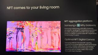 Samsung's NFT Marketplace screen on an 8K TV