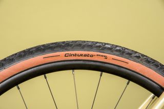 Detail of Pirelli gravel tire fitted to a Pearson On and On gravel bike