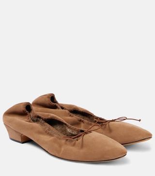 Awar Shearling-Lined Suede Ballet Flats