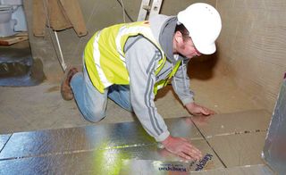 Kingspan floor insulation being laid