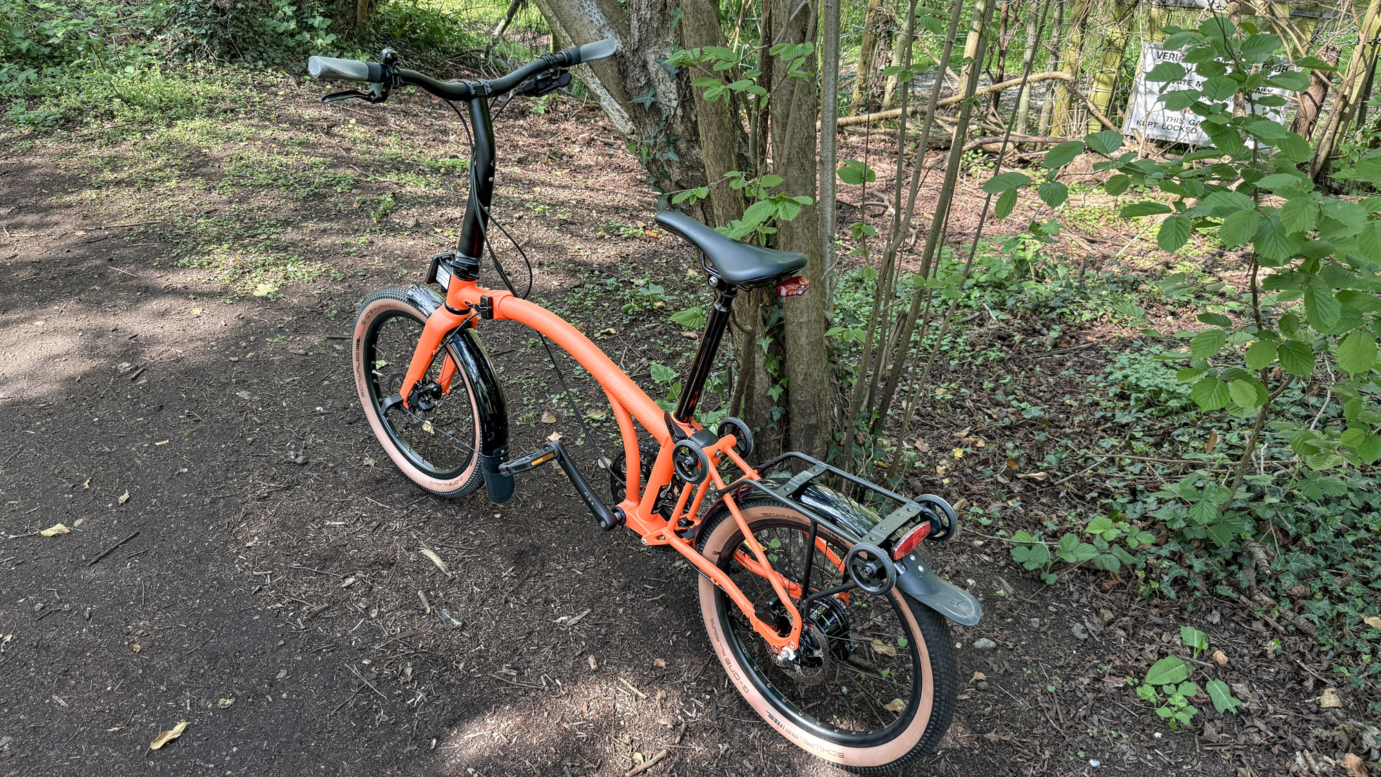 Brompton G Line folding bike in action on gravel and city streets