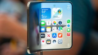 An unfolded iPhone Duo on display