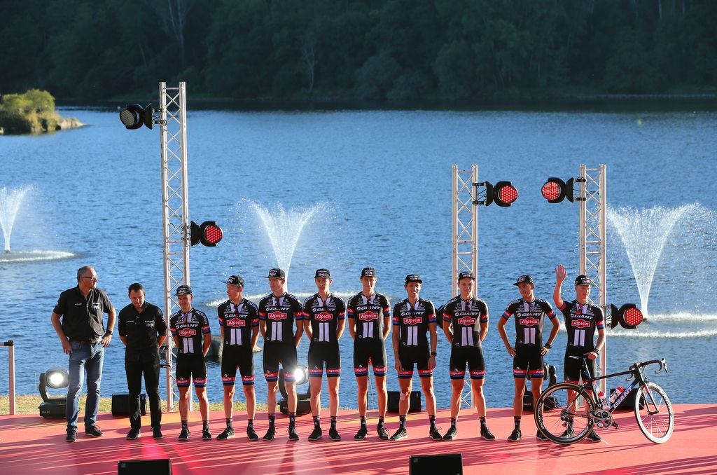 The Giant-Alpecin squad are presented to the crowd