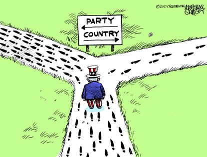 Political Cartoon U.S. America Uncle Sam Republicans Democrats Trump