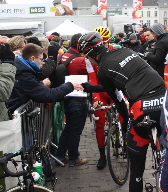 Taylor Phinney (BMC) signs an autograph for a fan.