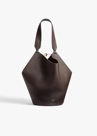 Khaite, Small Lotus Tote in Dark Brown Pebbled Leather