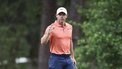 Rory McIlroy salutes the crowd at the US Open after holing a putt