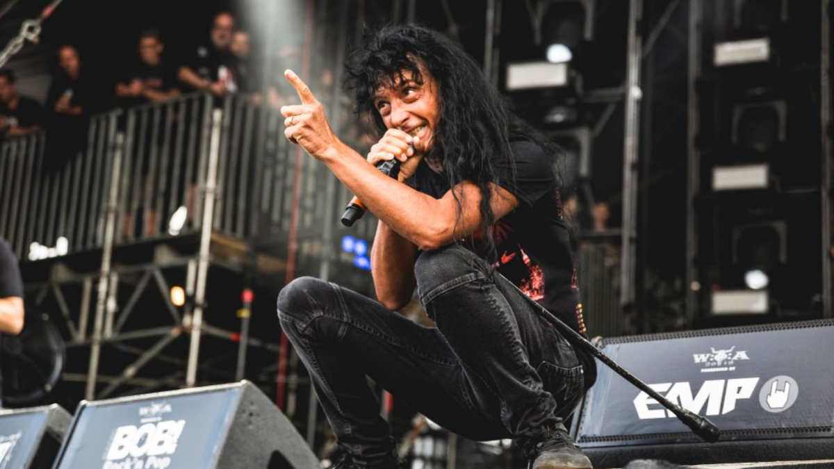 Joey Belladonna of the American band Anthrax performs live on stage during the second day of the Wacken Open Air festival on August 2, 2019 in Wacken, Germany.