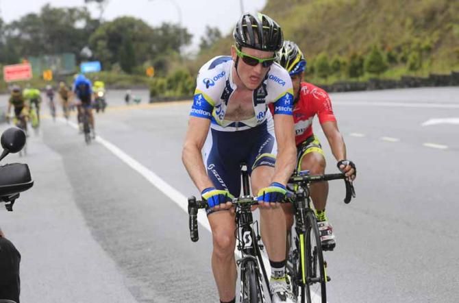 Pieter Weening (Orica- GreenEDGE) leads the race on the final climb