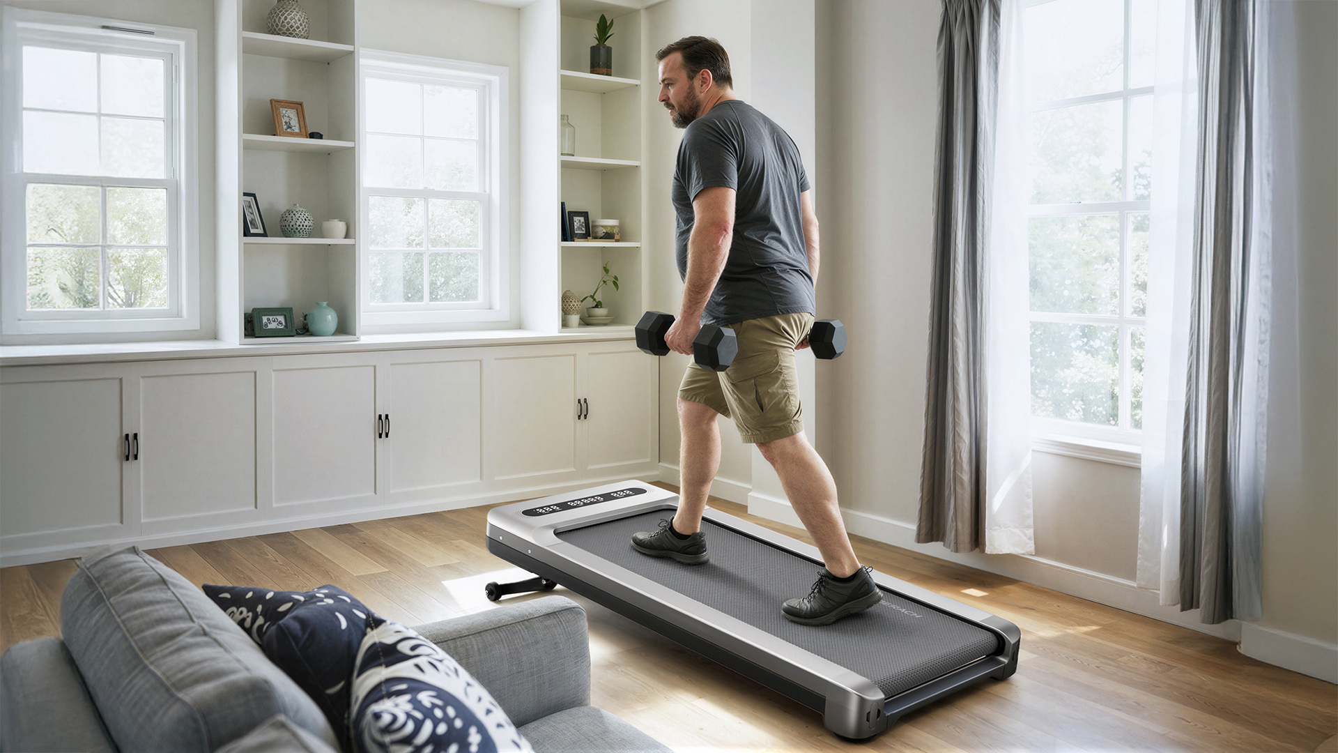 Merach UltraWalk W60 Plus treadmill in use at home