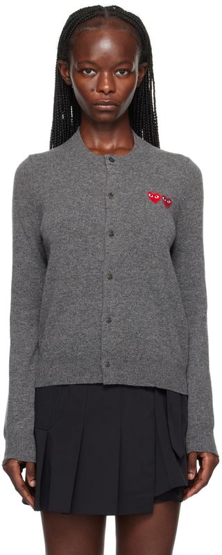 COMME des GARÇONS PLAY Gray Double Heart Cardigan