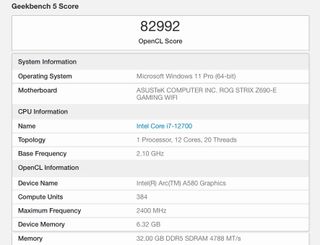 Intel Arc A580 spotted