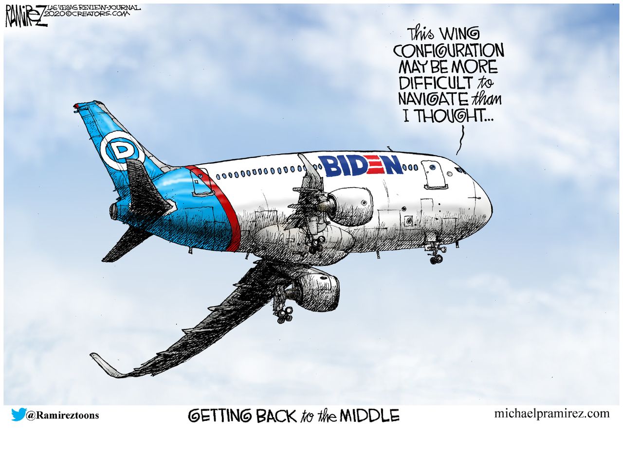 Political Cartoon U.S. Biden 2020 left wing