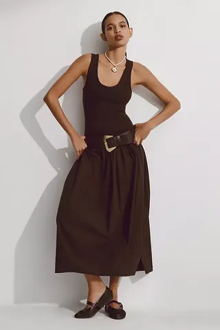 By Anthropologie Sleeveless Drop-Waist Maxi Dress