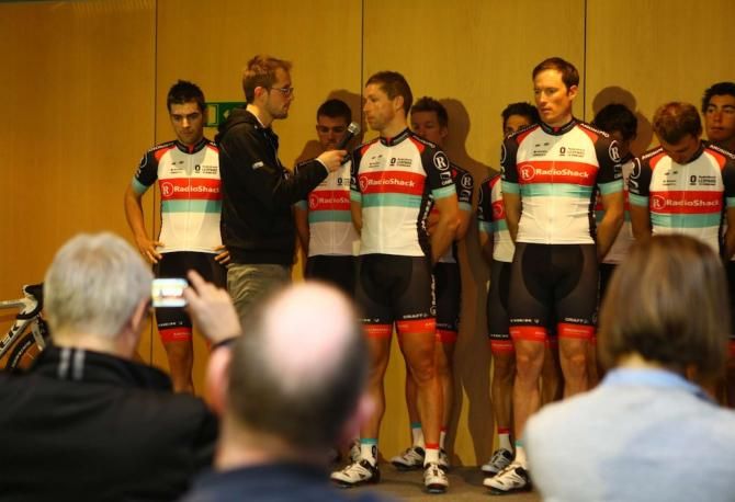 New recruit Stijn Devolder is interviewed on stage