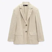 Striped Linen Blend Blazer, £59.99 ($69.90) | Zara