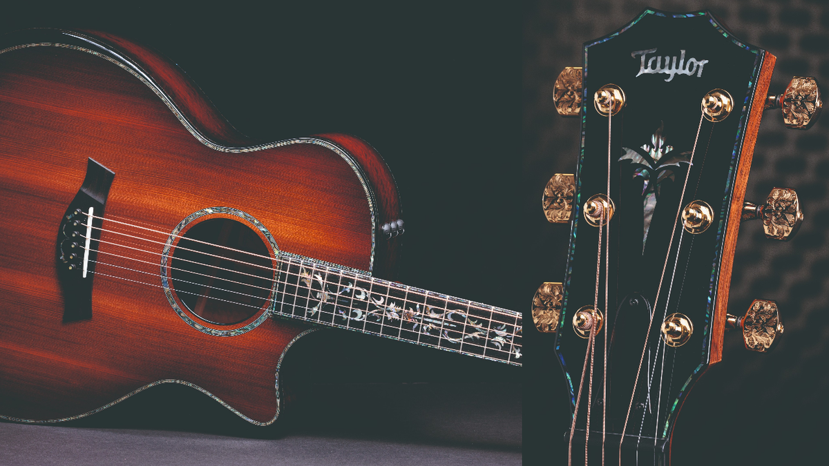 The body (left) and headstock of a Taylor Guitars model