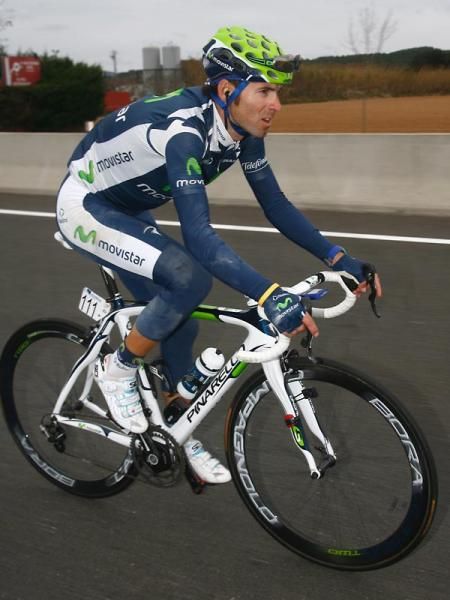 Alejandro Valverde (Movistar) was banged up and a bit stunned after crashing.