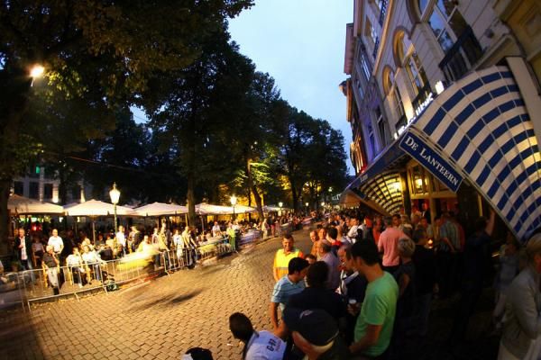 Racing through Maastricht on a warm summer evening.