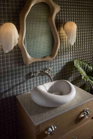 Daniel Arsham x Kohler curvy basin and mirror