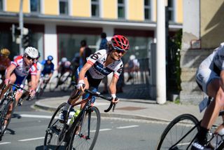 Ashleigh Moolman Pasio (Cervelo Bigla) with a little over 10km to go in the chase at Thüringen-Rundfahrt