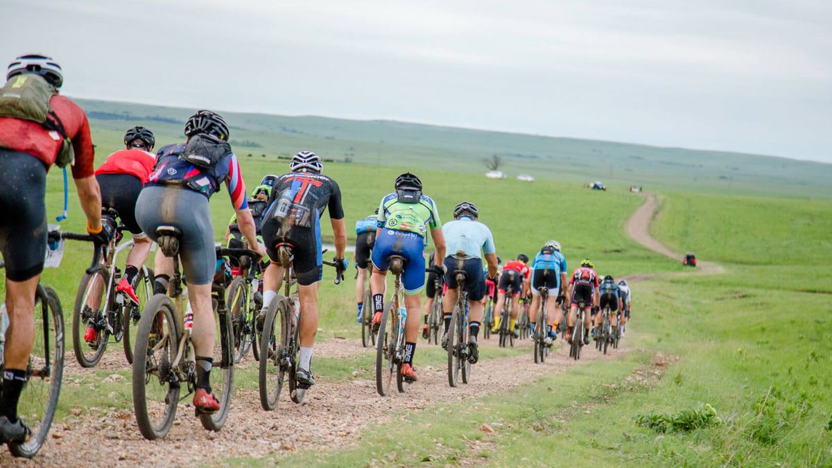 Gravel riders in the Unbound gravel race