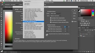 colour settings in Photoshop