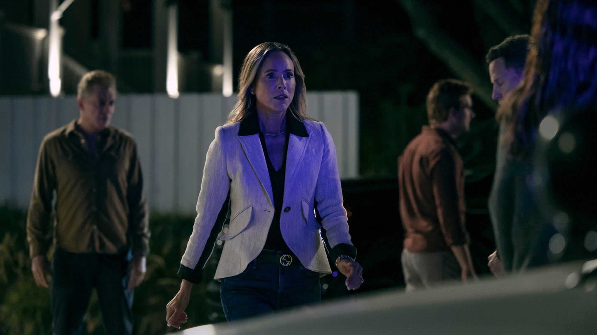 Holt McCallany as Harlan Buckley, Maria Bello as Belle Buckley, Jake Weary as Cane Buckley, Andrew Call as Sheriff Sawyer in episode 103 of The Waterfront