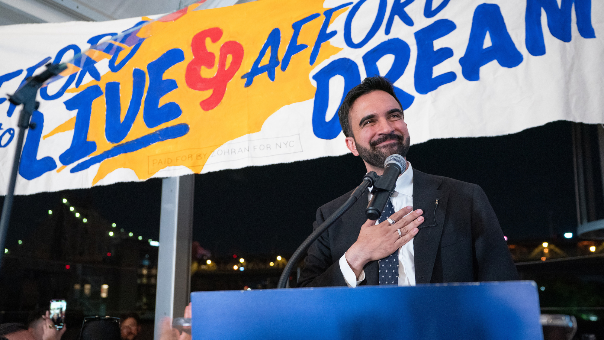 Zohran Mamdani speaks during his victory party in the Queens borough of New York City early Wednesday, June 25, 2025.