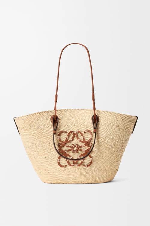 Medium Anagram Basket Bag in Iraca Palm and Calfskin