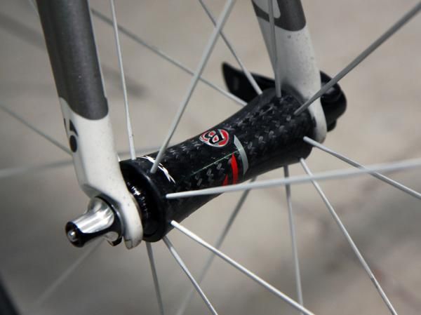 Bontrager's Race XXX Lite carbon fiber hubs are used front and rear.