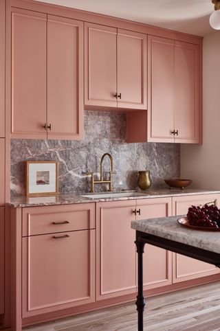 A pink shaker kitchen
