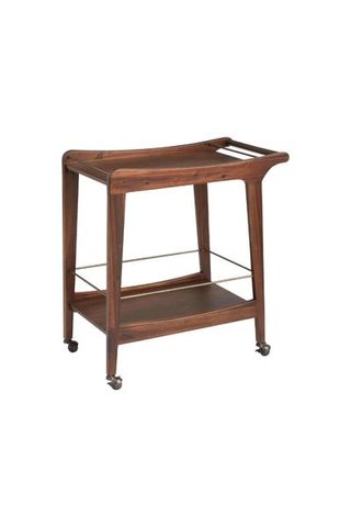 Acacia Wood Mid Century 2 Tier Bar Cart