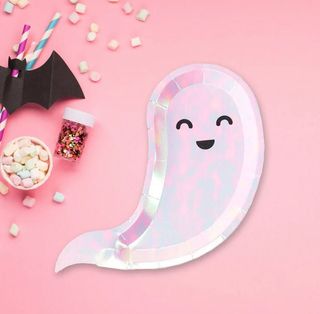Best Halloween decorations: an image of Ghost Iridescent Pink Halloween Plates