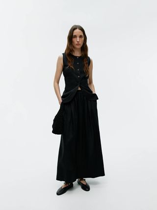 Maxi Linen Skirt - Black - Arket Gb