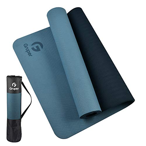Gruper Tpe Yoga Mat,pro Yoga Mat Eco Friendly Non Slip Fitness Exercise Mat With Carrying Strap,workout Mat for Yoga, Pilates and Floor Exercises 183 X 61 X 0.6cm
