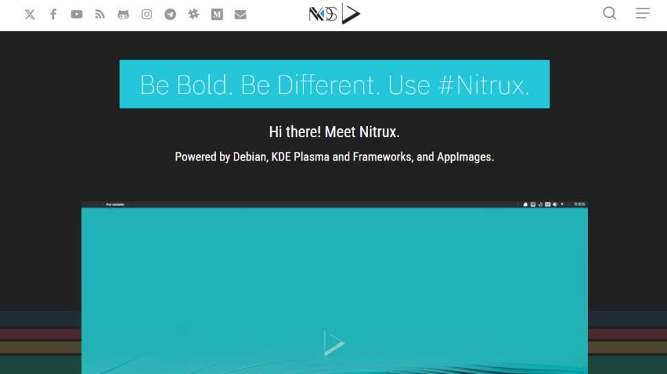 Website screenshot of Nitrux (August, 2025)