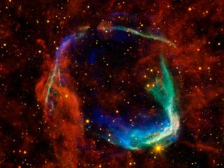 The oldest known supernova seen through four space telescopes.