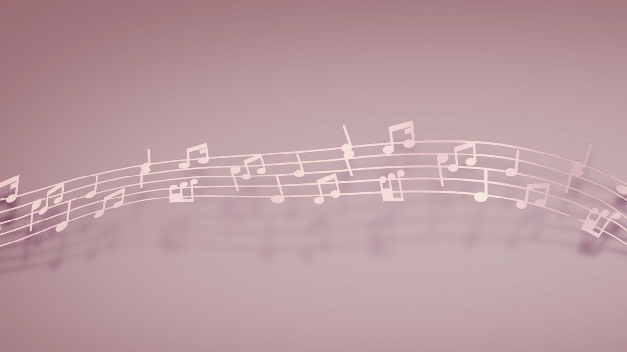 musical notes on pink background