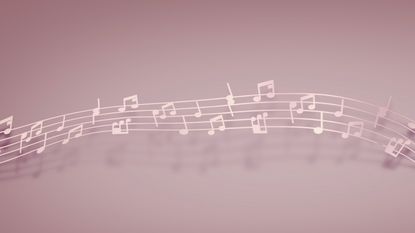 musical notes on pink background