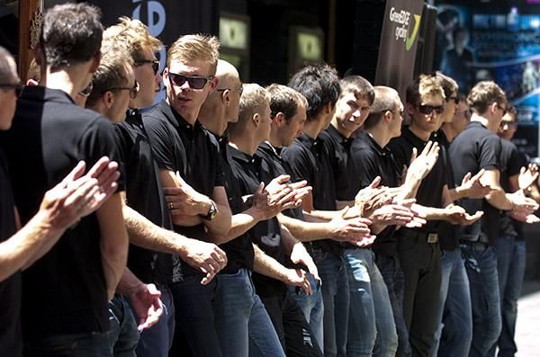 Members of the GreenEdge squad in Melbourne.