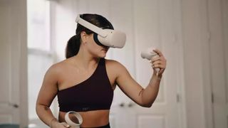 woman playing LiteSport VR: best fitness games