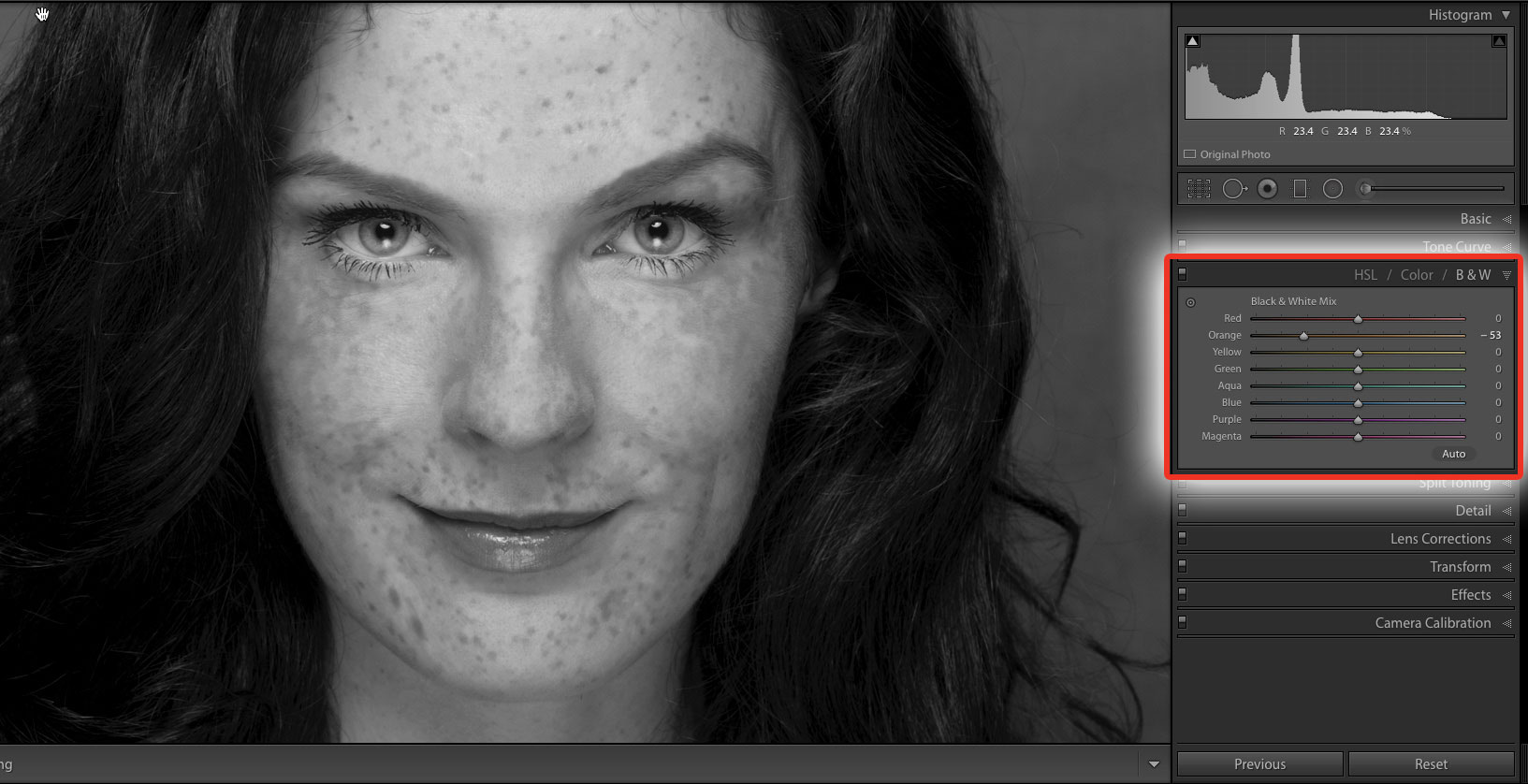 Lightroom tutorial enhance freckles
