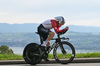 ZURICH SWITZERLAND SEPTEMBER 22 PierAndreof Cote Team Canada sprints 97th UCI Cycling World Championships Zurich 2024 Mens Elite Individual Time Trial a 461km one day race from Gossau to Zrich on September 22 2024 in Zurich Switzerland Photo by Dario BelingheriGetty Images