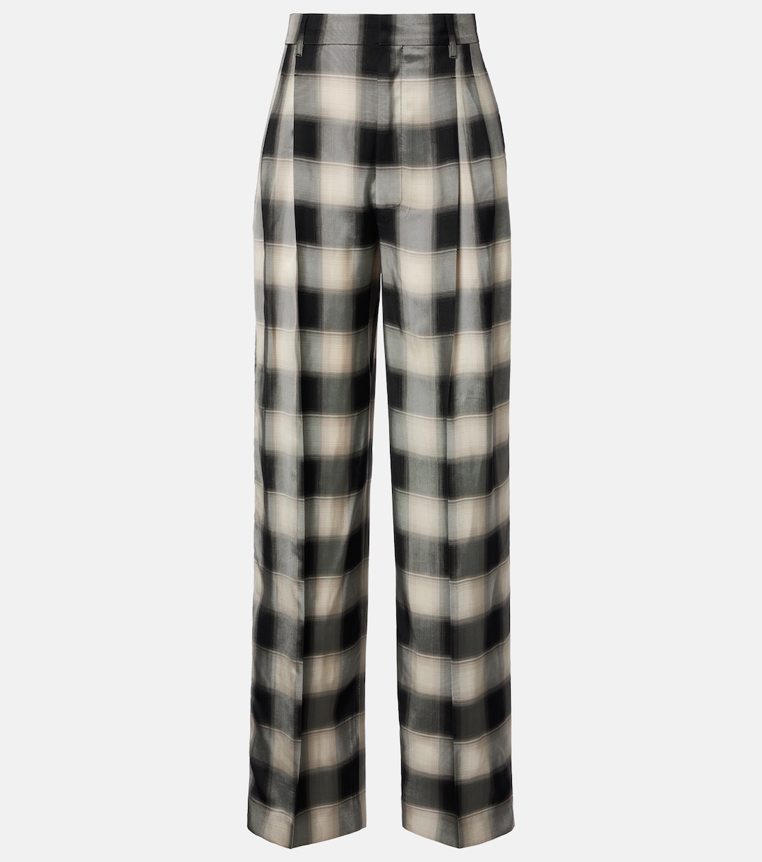 Checked Wide-Leg Pants in Black - Phoebe Philo