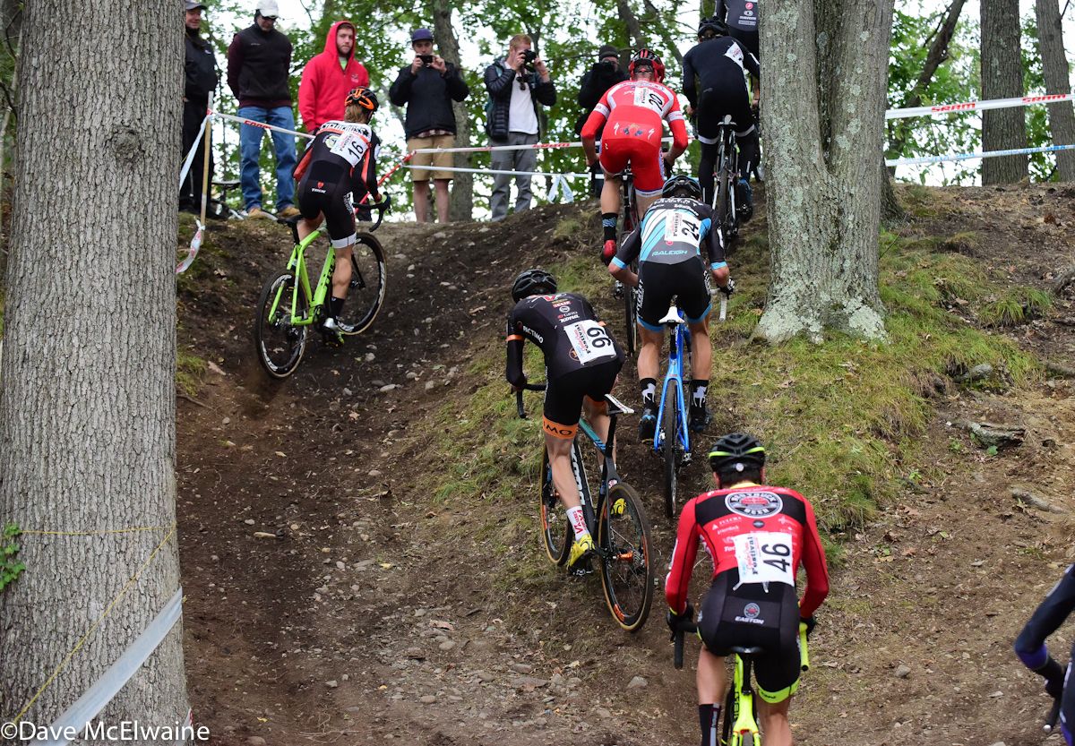Many of the Elite Men were able to ride the steepest run-up